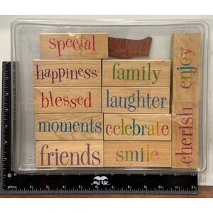 SET OF 12 HERO ARTS MEDIUM / LARGE SENTIMENT STAMPS EXCELLENT SHAPE